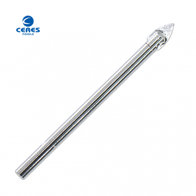 Straight shank zinc plated flat tip rolled glass tile drill bit for glass drilling