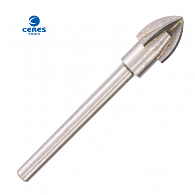 45 carbon steel YG6X tip material round shank with cross tip sandblast surface drill bit for glass and ceramic drilling