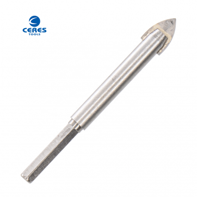 45 carbon steel YG6X tip material hex shank with single tip sandblast surface drill bit for glass and ceramic drilling