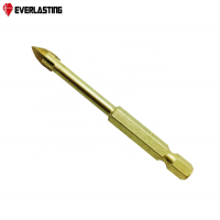 Copper Plated Quick Change Hex Shank Cross Carbide Tip Glass Drill Bit for Glass Ceramic Porcelain Tile Drilling