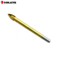 Titanium Coated Round Shank Cross Carbide Tip Glass Drill Bit for Glass Ceramic Porcelain Tile Drilling