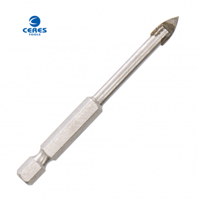 45 carbon steel YG6X tip material hex shank with single tip sandblast surface drill bit for glass and ceramic drilling